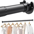 3 PACK Closet Rods for Hanging Clothes, 17 to 84 Inches Stepless Adjustable Metal Closet Rod, 1.3 Inches Heavy Duty Clothes Hanging Rod for Closet Wardrobes Laundry RV, Black