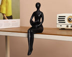 Quoowiit Black Thinker Statue Book Shelf Decor, Minimalist Modern Home Decor Collectable Figurines Office Desk Unique Coffee Table Decorations for Living Room 3 Piece