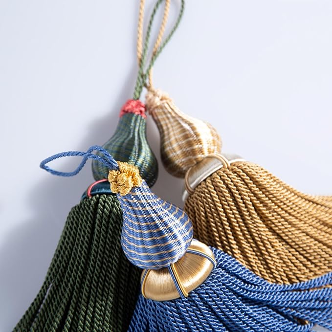 Luxury Tassels for Curtains and Furniture Knobs, 2 Pack - 8.4" Elegant Rayon Decorative Tassel, Silky Tassel Pendant for Cabinet Handles, Home Decor Accents (Blue)