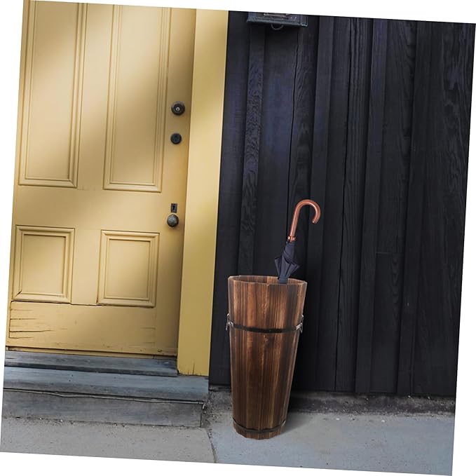 Zerodeko Wooden Umbrella Bucket Stand for Outdoor Use Wood Material Umbrella Holder Rack Stable and Wear Resistant Storage for Entryway and Office