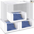 50 Pcs 50 Pack Hat Boxes with Clear Window, Foldable Black Gift Boxes for Baseball Caps, Storage, Display and Shipping (White)