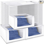 50 Pcs 50 Pack Hat Boxes with Clear Window, Foldable Black Gift Boxes for Baseball Caps, Storage, Display and Shipping (White)