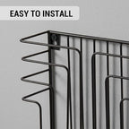 MyGift Modern Design Black Metal Wire Wall Mounted Magazine and File Folder Holder Organizer Rack