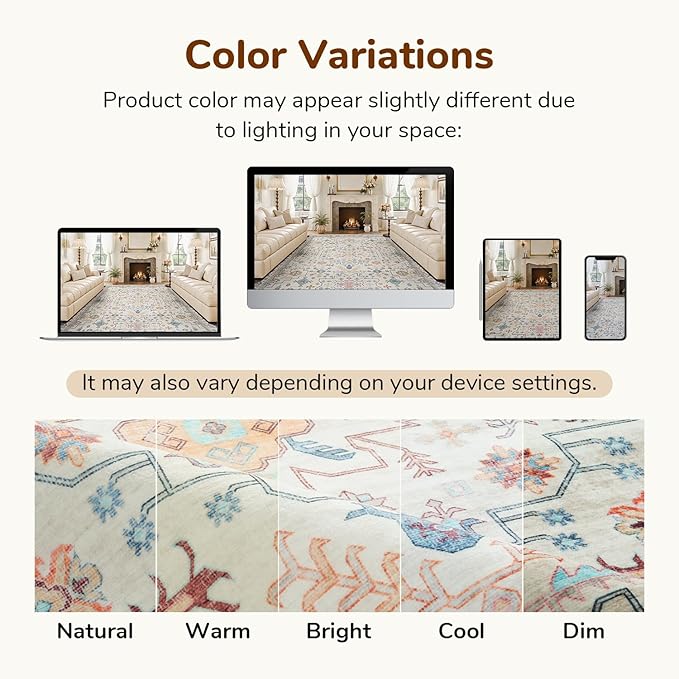 Lessymo Washable Rug for Entryway, 2x3 Kitchen Rugs Non Slip Bathroom Rug, Small Door Mat Indoor Entrance Front Door, Stain Resistant Ashen Charcoal Floral Decor, Multi/Ivory