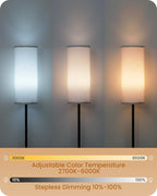 Set of 2 Dimmable Floor Lamps for Living Room with 2 Remotes and Foot Switch, 64.4”Modern Standing Tall Lamp, Corner Lamp for Bedroom, Bulb Included, 3000K-6500K, White Shade CW06LDP205W1