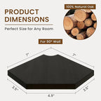Fun Memories Corner Shelf Wall Mount, Solid Oak Wood Floating Corner Shelves with Cable Hole, 7in Rustic Design for Bedroom, Bathroom, Kitchen, Living Room (Black, 1 Pack)