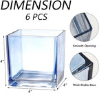 Square Glass Vases Set of 6, 4" x 4" x 4" Square Flower Vases for Centerpieces, Blue Vase for Flowers, Small Vase for Wedding, Party, Home Office Decoration