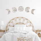 Jetec 5 Pcs Moon Phase Wall Art Decor Wall Pediments Hanging Wooden Phase Spiritual Bedroom Nordic Boho Lunar Aesthetic Art for Living Room Dorm Apartment Ornament(Vintage Color,10.6 Inch,Botanical)