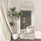 Full Length Mirror 56"x16" Arch Floor Mirror with Stand Arched Mirrors Full Body Mirror Silver Standing Hanging or Leaning Against Wall for Bedroom Entry