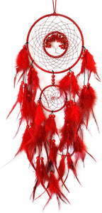 Red Dream Catcher Wall Decor Crystal Tree of Life Dream Catchers Handmade Feather Dreamcatcher Wall Hanging Ornament for Bedroom Living Room Home Decor