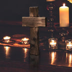 Christian Wood Cross Wall Decor - Minimally Primitive Wood with Textured Style Wooden Wall Hanging Cross Farmhouse Vintage Retro Home Decer (Minimalist Style)