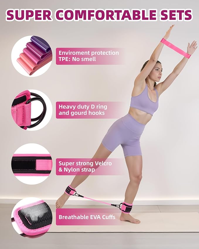 Resistance Bands Set – Resistance Band and Adjustable Ankle Exercise Bands with Cuffs Great Equipment for Training