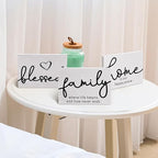 Jetec 3 Pcs Family Home Blessed Rustic Wood Sign Mini Wood Decorative Farmhouse Woodworks Table Shelves Decorations Sign for Bedroom Kitchen Living Room Table Decor(White,5 x 7 x 0.59 in)