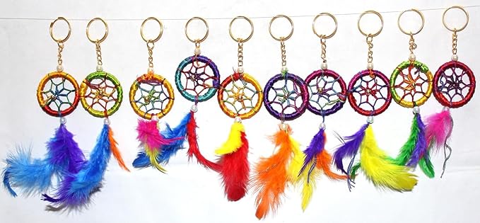 Bro Mart Dream Catcher Keychain For Car Home And Office wall Multicolour Lightweight (Pack of 2)