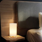 Small Bedside Table Lamp for Bedroom set of 2,Minimalist Wood Base & Round Fabric Shade,Mini Cute Cozy Warm Nightstand Boho Lamp set, Study Desk Night Stand Light for Room, Dorm,Nursery,Living Room