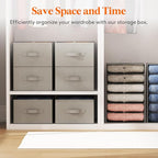 Lifewit 6 Pack Clothes Organizer, 6 Grids Closet Jean Storage Bins with Handles and Support Boards, Foldable Drawer Organizer for Sweater, Pants, T-shirt, Dress, Grey, 42 x 27 x 17 cm/16x10x7''