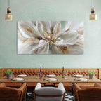 Flower Wall Art Vintage White Floral Canvas Pictures Abstract Blooming Flower Prints Painting Large Abstract Botanical Blossom Wall Decor Elegant Artwork Bedroom Living Room Decoration 29.53x57.87"