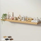 Floating Shelves for Wall 72 in x 9.3 in Deep, Wall Mounted Rustic Wood Shelf with Invisible Brackets for Storage & Display, Living Room Bedroom Bathroom, Oak, 1 Pack