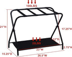 Kings Brand Furniture Shanon Folding Luggage Rack - Suitcase Stand With Storage Shelf - Folding Luggage Rack for Guest Room and Bedroom - Sturdy Portable and Stylish Metal Suitcase Stand - Black