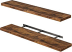 Fixwal Wood Floating Shelves for Wall, 47.2" Long Heavy Duty Wall Mounted Shelves for Living Room, Bedroom, Bathroom and Kitchen, Wall Shelves for Storage, Books, Room Decor (Rustic Brown, Set of 2)