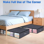 Under Bed Storage Containers, 6 Pack Blanket Storage Bags, Collapsible Storage Bags with Big Zippers, Clear Front, Shoe Storage and Organization for Clothes, Comforter, 90L, Grey