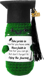Class of 2026 Graduation Gifts for Women Men Mini Emotional Support Decor Cute Knitted Doll Handmade Positive Crochet 2026 Graduation Gifts for Him Her High School College Graduates