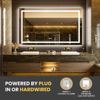 LOAAO 68"x40" LED Bathroom Mirror with Lights, Anti-Fog, Dimmable, Backlit + Front Lit, Lighted Bathroom Vanity Mirror for Wall, Memory Function