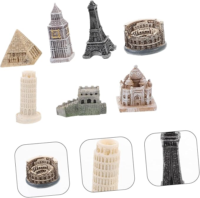 SUPVOX 7pcs Resin Architecture Model Miniature Building Sculptures Home Decor Vintage Design England Architectural Models