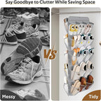 MISSLO 30 Large Pockets Dual Sided Hanging Shoe Organizer for Closet with Rotating Hanger Hanging Shoe Shelves, Grey