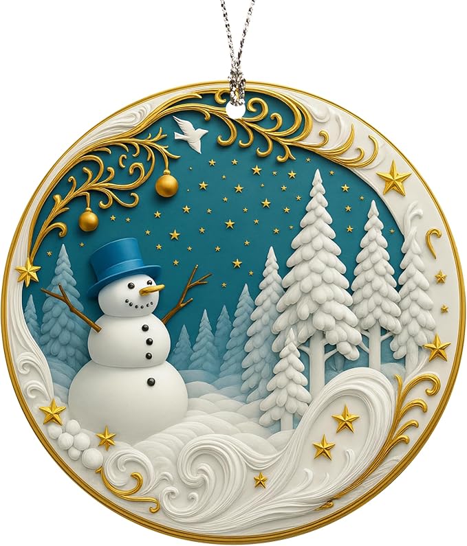Happy Snowman Christmas Ornaments 2026, Holiday Acrylic Hanging Ornament for Xmas Tree Window Car, Snowman Decor for Home, Unique Christmas Decorations, Winter Gifts for Friends Family Coworkers
