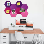 8Pcs Hexagon Felt Cork Board Tiles, Self Adhesive DIY Bulletin Board Pin Board for Office School Home Wall Decor Stickers Memos Photos Display (Gradual Purple)