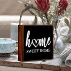 Home Sweet Home Sign Wooden Box Decorative,Home Sweet Home Decor Wood Box Sign，Rustic Farmhouse Square Decor Sign for Tabletop Home Living Room Decor 5 x 5 Inches （black）