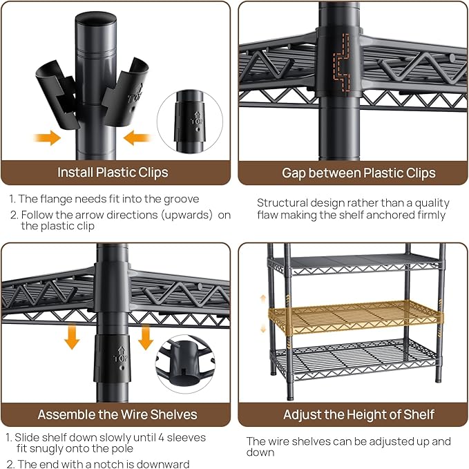 Coat Rack Clothes Wardrobe：Closet Organizer and Storage Clothing Garment Rack with Shelves Heavy Duty for Hanging Clothes Portable Adjustable Black 15.8" DX69 WX76.75 H