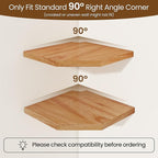 Fun Memories Corner Shelf Wall Mount, Solid Oak Wood Floating Corner Shelves with Cable Hole, 10in Rustic Design for Bedroom, Bathroom, Kitchen, Living Room (Natural, 1 Pack)