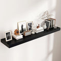 Venusmiles Floating Shelves for Wall, 55 Inch Wide x 12 Inch Deep Floating Shelves, Long Wood Floating Wall Shelf Shelves for Living Room Bathroom Bedroom Kitchen Home - (Black, 55" W x 12" D x 2" H)