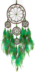 Large Dream Catcher Wall Decor Green Dream Catchers with Wooden Bead Handmade Feather Dreamcatcher Wall Hanging Ornament for Bedroom Living Room Home Decor