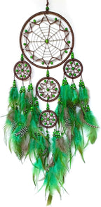 Large Dream Catcher Wall Decor Green Dream Catchers with Wooden Bead Handmade Feather Dreamcatcher Wall Hanging Ornament for Bedroom Living Room Home Decor