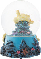Elanze Designs Coral Reef Sea Turtles 100MM Sturdy Wind Up Musical Glitter Water Snow Globe Tabletop Dresser Nightstand Figurine Decoration Plays Tune Wonderful World
