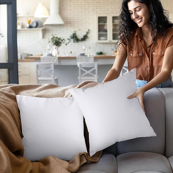 Covers & All Throw Pillow Inserts Only Pack of 2, Durable Soft Square 24 x 24 Inches 65 GSM Non-Woven Fabric with 15D Silicon Fiber Filling, Universal uses for Home Decor Office Indoor Outdoor