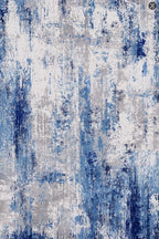 Ciicool Modern Abstract Rug for Living Room, 5'x7' Machine Washable Area Rug Non-Slip Rug, Low-Pile Contemporary Indoor Dining Floor Carpet for Bedroom Office Under Table Home Decor Grey Blue