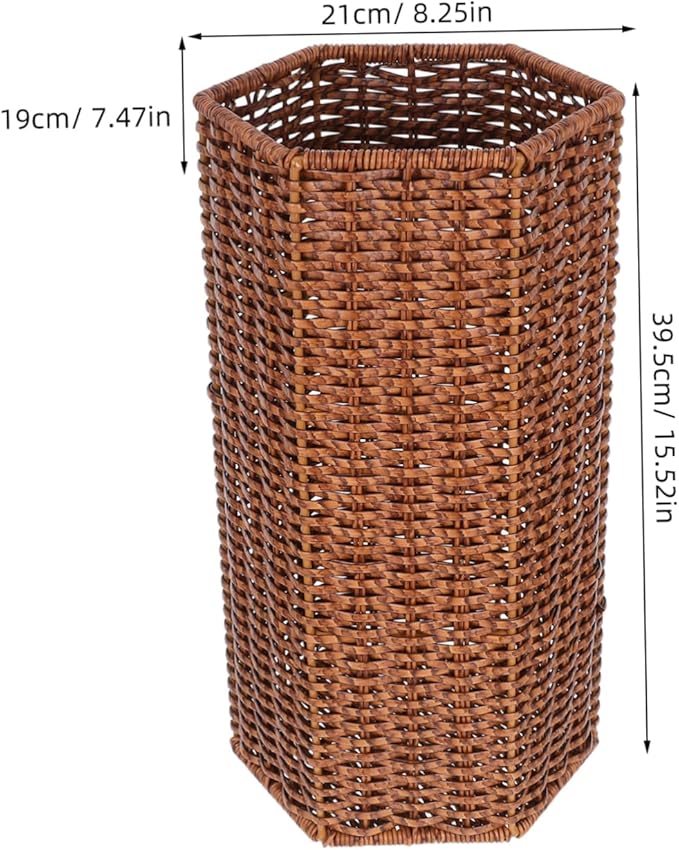 VOSAREA Indoor Umbrella Stand with Rattan Weave Design Plastic Holder for Entryway Cafes Hotels Efficient Umbrella Storage Organizer for Canes and Walking Sticks