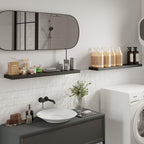 BAMEOS 47in Floating Shelves, Black Wall Mounted Wooden Shelves with Invisible Brackets Set of 2