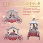 Christmas Pink Carriage Snow Globe with Music and Pricess - Christmas Snow Globes - Battery Or USB Cable Powered Operated (Pink Princess)