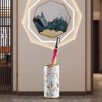 Ceramic Umbrella Stand Living Room Floor-Standing Freestanding Cane Chinese Umbrella Stand Multifunctional Painted Porcelain Vintage Ceramics Flower Vases for Home Office Entrance Indoor(C)