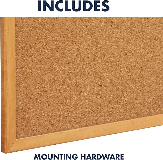 Quartet Cork Board, Bulletin Board, 2' x 1.5' Corkboard, Oak Finish Frame (301)