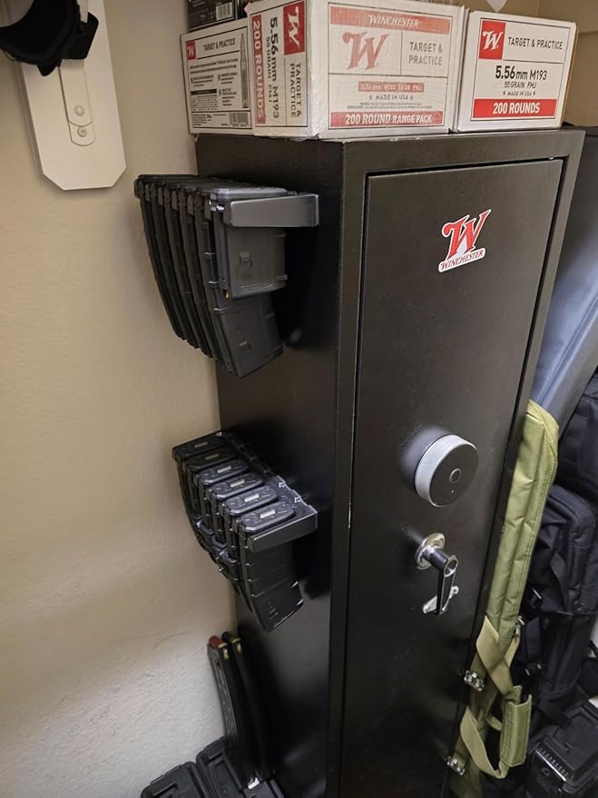 AR10 Wall Mount Mag Holder，PMAG Rack Wall Mount，AR-10 Magazine Hodler， Display Mag Storage for AR 308 Rifle Wall Rack,Home Magazine Storage for Gun Safe,Cabinet,Wall (2 Mounts Hold 12 Mags)