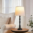 Lamps Set of 2 Modern Farmhouse Table Lamp Bedside Reading Lamps Living Room End Tables Set Lamps for Night Stands Bedroom Night Lamp,High 27 Inch,Black,With Fabric Lamp Shade,Bulb Not Included