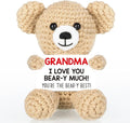 WELLBANEE Mothers Mom Day Gifts for Grandma, Bear Birthday Gifts for Grandma from Granddaughter Grandson Grandkids, Nana Gigi, I Love You Handmade Emotional Positive Crochet Bear Decor