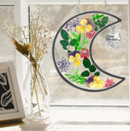 KY&BOSAM Moon Suncatchers Aunt Gifts for Mom Family Friends Stained Glass for Windows Wind Chimes Real Flower Colorful and Metal I Love You Aunt Heart Chain Outdoor for Garden Indoor Home Trees Decor
