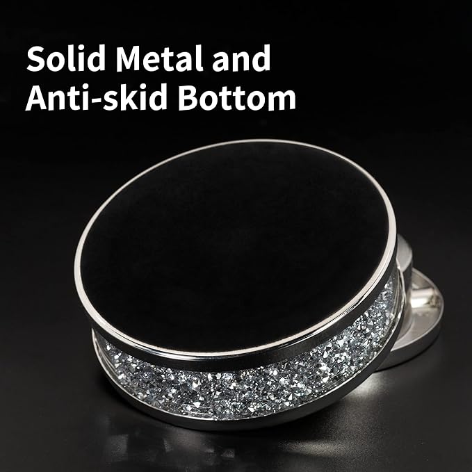 Ashtray, Cool Ashtrays for Cigarettes Outdoor, Cute Glass Ash Tray for Office Tabletop, Crushed Diamond Home Decor, Bling Crystal Decorative Ashtray for Smokers Indoor Use, 4"L x 4"W x 1.57"H, Silver
